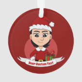 Jolie fille de Noël avec cheveux noirs courts (dos)