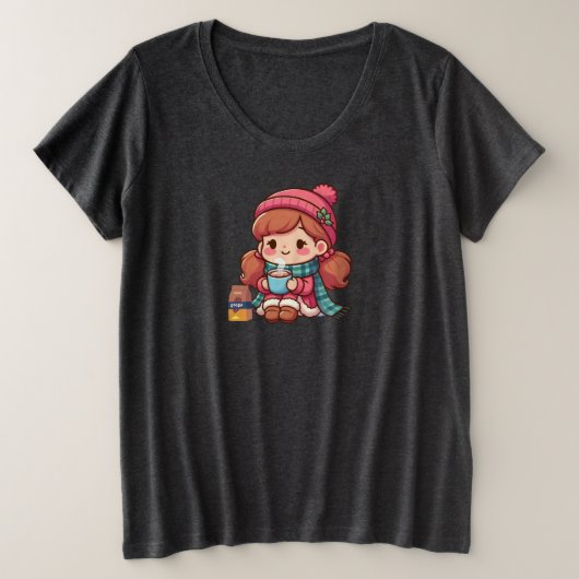 Jolie fille de Noël/hiver avec cacao (Design devant)