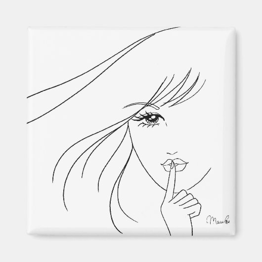 Jolie fille dit shhh... aimant (Devant)