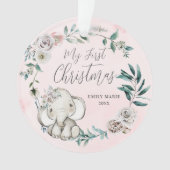 Jolie Fille Eléphante Florale Bébé 1er Noël (devant)