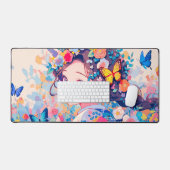 Jolie fille florale colorée avec papillon (Clavier et souris)