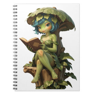 Jolie Fille Grenouille Lisant un Livre Sous une Fe