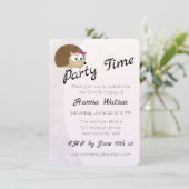 Jolie fille Hérisson Invitation de fête d'annivers (Debout devant)