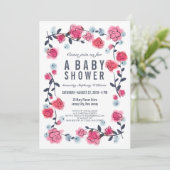Jolie fille Invitation Baby shower rose jolie (Debout devant)