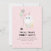 Jolie Fille Invitation Halloween Ghost, Rose Prett (Devant)