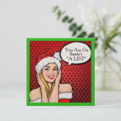 Jolie fille Retro Pop Art Noël Invitation (Debout devant)