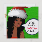 Jolie fille Retro Pop Art Noël Invitation (Devant / Derrière)