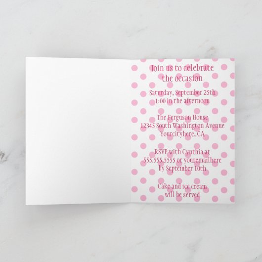 Jolie fille rose bug filles invitation fête d'anni (Intérieur)