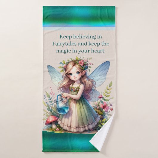 Jolie filles fairy ajouter le nom (Serviette de bain)