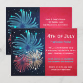 Jolie Fireworks 4 juillet Invitations de fêtes (Devant / Derrière)