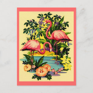 JOLIE FLAMANTS ROSES ROSE EN CARTE POSTALE TROPICA