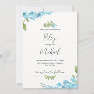 Jolie Fleur Bleue Aquarelle & Invitation Botanique