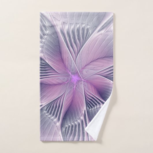 Jolie fleur rose abstraite moderne art fractal (Serviette à main)