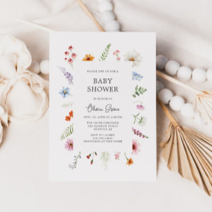 Jolie Fleur sauvage Cadre Baby shower Invitation