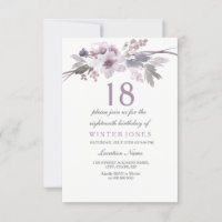 Jolie Fleur violette 18e anniversaire Invitation d
