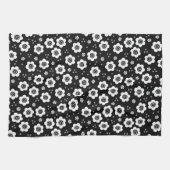 Jolie fleurs blanches noires Serviette (Horizontal)