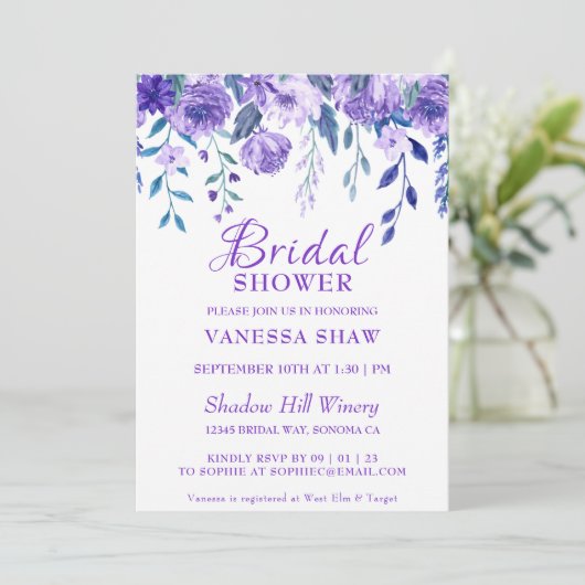 Jolie Fleurs Invitation à la douche nuptiale (Debout devant)