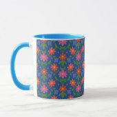 Jolie Fleurs Rangoli Polka Dot Blue Ringer Mug (Gauche)