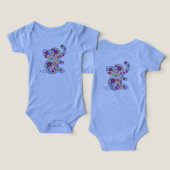 Jolie Fleurs Rétro Style Cartoon Eléphant (Design Recto & Verso)