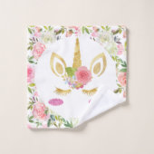 Jolie Fleurs rose et blanc Rainbow Unicorn (Gant de toilette)