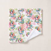 Jolie Fleurs rose et blanc Rainbow Unicorn (Gant de toilette)