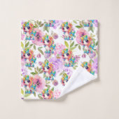 Jolie Fleurs rose et violet Rainbow Unicorn (Gant de toilette)
