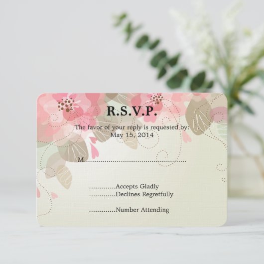 Jolie Fleurs Roses Mariage RSVP (Debout devant)
