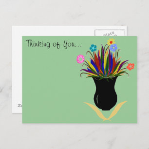 Jolie Fleurs Vase Penser à vous Carte postale