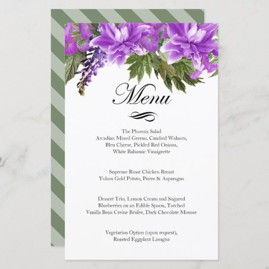 Jolie Fleurs violettes - Menu (Devant / Derrière)