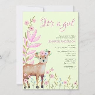 Jolie Forêt Faune Cerf Baby shower Invitation fill