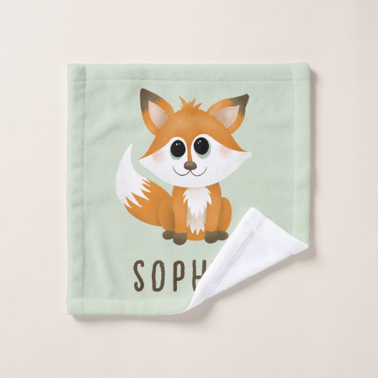 Jolie Forêt Fox Automne Monogramme Enfants (Gant de toilette)