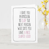 Jolie forme de tête, Drôle, Chimiothérapie, Carte  (Fleur jaune)