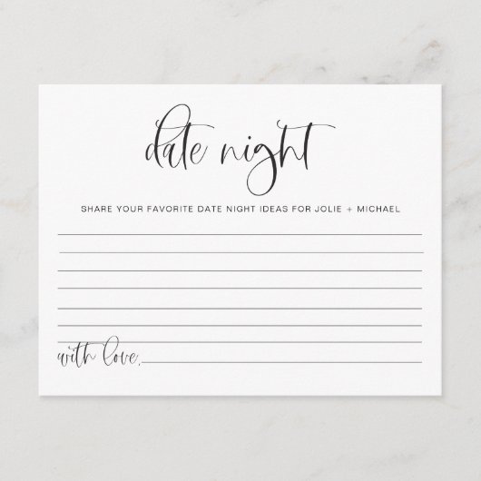 JOLIE Fun Modern Minimal Date Night Idea Kaart Gam (Voorkant)