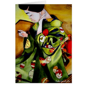 Jolie geisha japonaise, art original à l'aquarelle