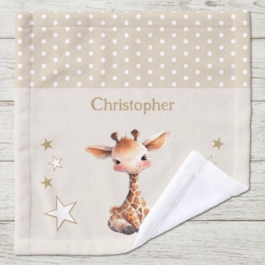 Jolie girafe ajouter un nom pois étoiles marron