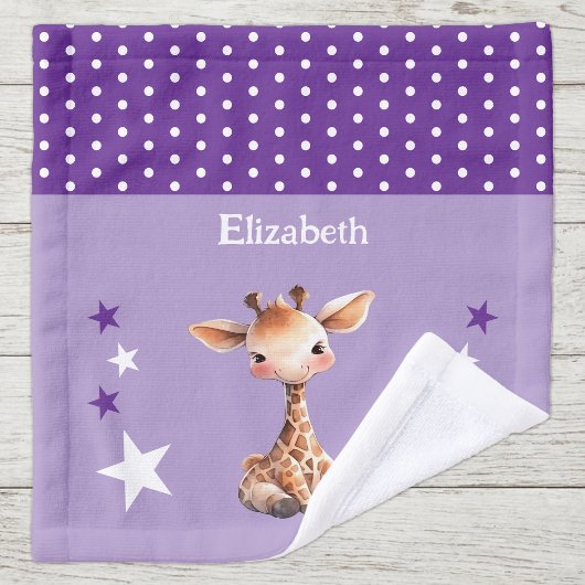 Jolie girafe ajouter un nom pois étoiles violet