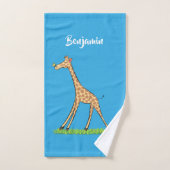 Jolie girafe avec dessin animé de papillon (Serviette à main)