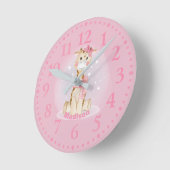 Jolie girafe girly horloge ronde rose (Angle)