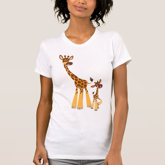 Jolie Giraffe Mère Cartoon et T-shirt de veau (Devant)