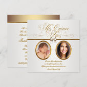 Jolie Gold Photo Quinceanera Invitations (Devant / Derrière)