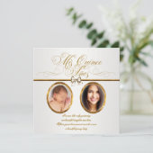 Jolie Gold Photo Quinceanera Invitations (Debout devant)