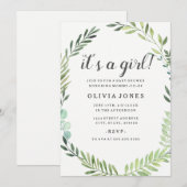 Jolie Green Boho Wreath Baby shower Invitation (Devant / Derrière)