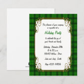 Jolie Green Plaid Invitation de vacances (Devant / Derrière)