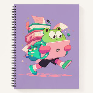 Jolie grenouille de rentrée avec des livres et un
