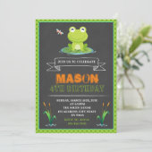 Jolie grenouille invitation fête d'anniversaire (Debout devant)