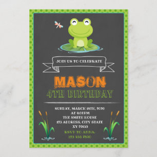 Jolie grenouille invitation fête d'anniversaire