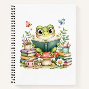 Jolie grenouille kawaii lisant un livre Livre aq