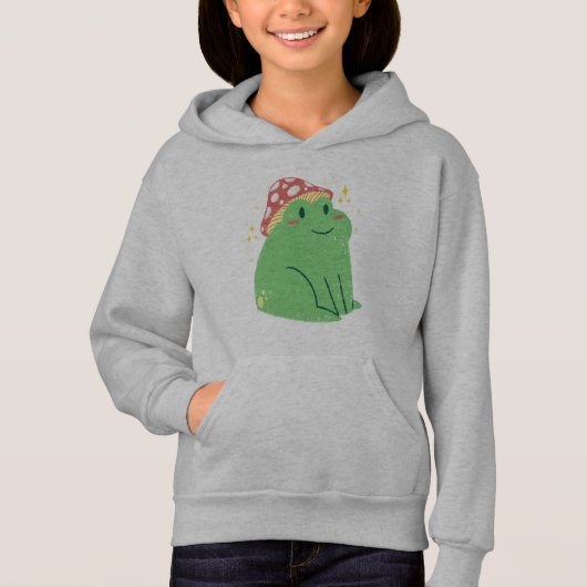 Jolie grenouille verte avec chapeau de champignon (Devant)