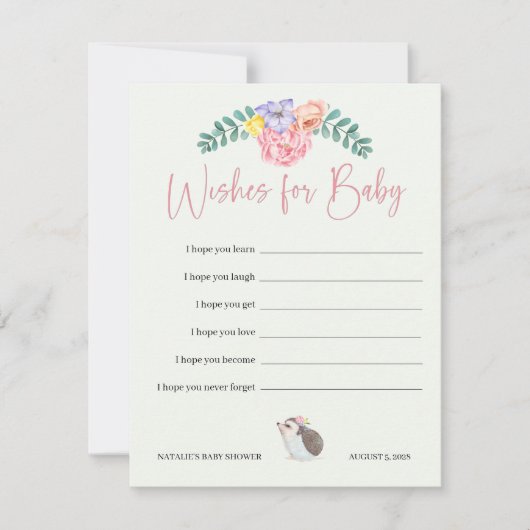 Jolie Hérisson rose des souhaits pour la carte de (Devant)