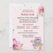 Jolie Hippo Floral Baby Shower Invitations (Devant)